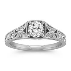 an antique style diamond engagement ring