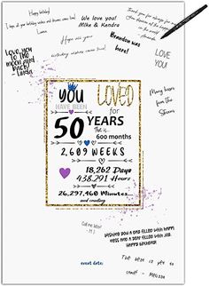 a poster with writing on it that says you loved for 50 years and two months