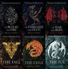 the book covers for game of thrones and fire by ryan cahirel, featuring four dragon emblems