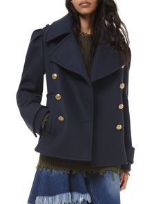 Wool Military Pea Coat Michael Kors Coats, Michael Kors Clothes, Ladies Coat Design, Michael Kors Crossbody Bag, Michael Kors Outlet, Michael Kors Collection, Michael Kors Wallet, Coat Design, Pea Coat