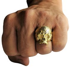 Heavy 14k Yellow Solid Gold. 22-25 grams of 14K gold. 17-19 Grams of 10K gold. Solid 14K Gold Skull Ring with unique design. When you wear it, it will completely dominate your finger and is a solid presence on your hand. The skull jewelry are at the top of the heap when it comes to loyalty and fighting prowess. This unique gold skull ring is totally handmade by Uniqable Jewelrs. Available in rose, yellow or white gold-Polished Finish Memento Mori Jewelry, Biker Jewelry, Gold Skull, Biker Rings, Custom Harleys, Big Rings, Skull Jewelry, Rose Yellow, Skull Ring