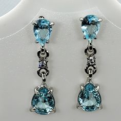 Teardrop Aquamarine Silver Colored Dangling Earrings Edwardian Jewelry, Dangling Earrings, Source Unknown, Stylish Jewelry, Earrings Color, Belle Epoque, Tear Drop, Blue And Silver, Aquamarine