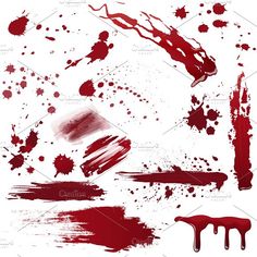 red paint splattered over white background