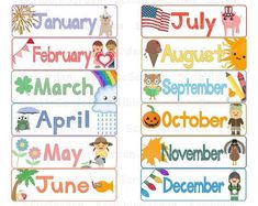 months of the year stickers are shown