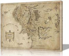 a map of middle - earth from the lord of the rings canvas wall art print