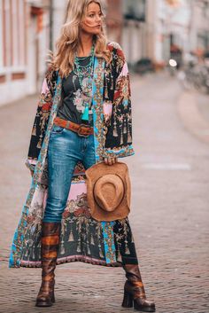 Stile Hippie Chic, Bohemian Style Kimono, Vestiti In Jeans, Mode Kimono