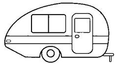 a small camper is shown in black and white