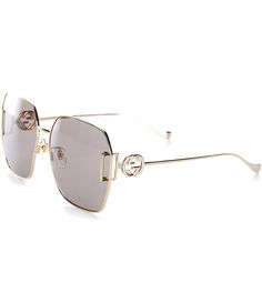 From Gucci&#x2C; these Women's Gg1207SA 64mm Square Sunglasses feature:Metal frameSquare shapeSolid lensNot Rx ableNon-polarizedApprox. 64mm lens - 16mm bridge - 140mm templeImported. Gucci Luxury Shield Sunglasses With Tinted Lenses, Gucci Luxury Shield Sunglasses With Gradient Lenses, Gucci Gold Rimless Sunglasses, Luxury Sunglasses Women, Gucci Sunglasses Women, Casual Elegant Style, Designer Sunglasses For Women, Gucci Women, Cute Glasses