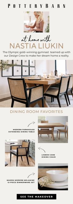 an advertisement for a dining room furniture store