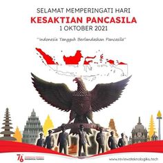 an advertisement for indonesia's national day with the image of a large bird on top of