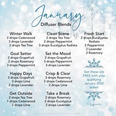 January Diffuser Blends, Diffuser Blends Young Living, Essential Oils Young Living, Month January, Aromatherapy Essential Oils, Healing Essential Oils