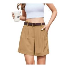 Asklazy Women Fashion 2024 Casual Summer Shorts with Pockets Loose Flowy Shorts Size: L.  Color: Multicolor.  Gender: female.  Age Group: adult. Summer Dressy Casual, Trouser Shorts, Shorts Comfy, Color Blocking Outfits, Work Trousers, Flowy Shorts, Casual Summer Shorts, Tailored Shorts, Plus Size Activewear