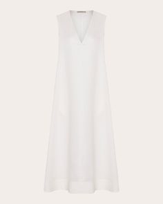 A reflection of pared-back luxury, the Nisha dress falls in relaxed form from its V-neckline to midi hem. The sleeveless silhouette is crafted from heavyweight linen for an opaque appearance. Pull-on V-neckline Side pockets 100% linen Dry clean Made in Portugal Size & Fit Garment measurements (size S): 49.41in long from high point of shoulder to hem, 39.37in bust, 42.52in waist, 50in hips Model (wearing size S): 5ft 8in tall Fits true to size Size XS = US 2-4 / UK 6-8 Size S = US 4-6 / UK 8-10 S V-neck Sleeveless Linen Dress For Daywear, Elegant Unlined A-line Linen Dress, Unlined Linen V-neck Midi Dress, Spring Evening Sleeveless Linen Dress, Elegant Sleeveless Linen V-neck Dress, Elegant Sleeveless V-neck Linen Dress, Sleeveless Linen Maxi Dress For Evening, Elegant Sleeveless Linen Dress For Daywear, Plisse Fabric