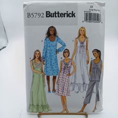 an image of a woman's dress and pants sewing pattern on a white background