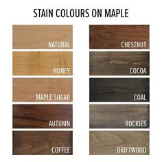 the stain colors on maple are different from other wood types, and each color is unique