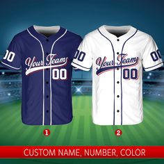 two baseball jerseys with the name and number on them