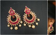 Gorgeous Ear Rings Collection | Buy Online Jewellery | Elegant Fashion Wear Price;1500 #latest #stunning #ruby #pearl #earrings Jewellery Elegant, Elegant Fashion Wear, Rings Collection, Jewellery Silver, Jewellery Gold, Ear Rings, Gold Jewellery Design, Jewellery Design, Ring Collections