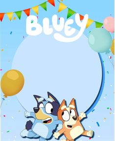 two cartoon cats are flying in the sky with balloons and confetti around them