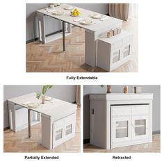 the kitchen table is made from an old refrigerator