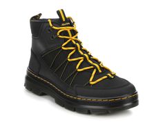 Knit and synthetic upper with padded collar and fabric lining, Ankle shaft height with lace-up closure, Lightly cushioned insole with fabric lining, Durable Air Wair Bouncing Soles with iconic yellow stitching, Dr. Martens® branding details | Men's Dr. Martens Buwick Boot in Black Size 11 Black Mid-top Hiking Boots, Rugged Black Lace-up Martin Boots, Luxury Men's Lace-up Boots For Outdoor, Luxury Men's Lace-up Work Boots, Mens Boots Casual, Shoe Carnival, Casual Boots, Boots Men, Lace Up