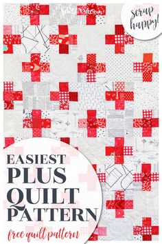 an easy quilt pattern with red and white squares