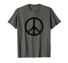 PRICES MAY VARY. Trendy hippy distressed peace sign t-shirt is a great gift idea and symbolizes love of man, love of the planet, and love of love. This vintage peace sign logo lets men, women, and children express their own style and individuality. Lightweight, Classic fit, Double-needle sleeve and bottom hem Cotton Peace Sign Short Sleeve T-shirt, Cotton Short Sleeve T-shirt With Peace Sign, Casual Cotton T-shirt With Peace Sign, Casual Short Sleeve Tops With Peace Sign, Hippie Symbols, Hippie T Shirts, Vintage Tee Shirts, Hippie Peace, Disco Outfit