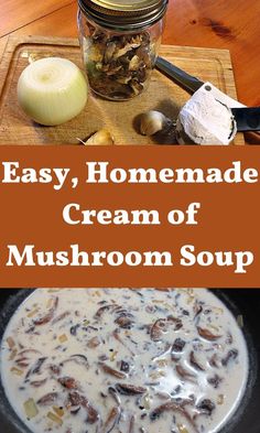 homemade cream of mushroom soup in a bowl