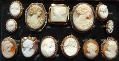 13 piece Cameo Brooches, Pendants, Pins & Ring Collection Jewelry Wishlist, Ring Collection, Small Art, The Ring, Ring Collections