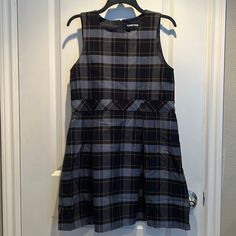 Cute And Formal Dress. New, No Flaws. Spring Sleeveless School Uniform Dresses, Sleeveless Plaid School Dress, Plaid Sleeveless School Dress, Dresses Cute, Kids' Dresses, Formal Dress, Lands End, Colorful Dresses, Color Blue