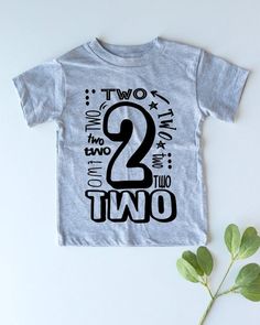 Two 2 - Second Birthday Shirt - Two - Birthday Boy Shirt - Birthday Girl Shirt - Graphic Tee - Party Cute Number Print Tops For Birthday, Cute Tops With Number Print For Birthday, Number Print Short Sleeve Top For First Birthday, Number Print Tops For Birthday With Short Sleeves, Birthday Tops With Short Sleeves And Number Print, Sporty Short Sleeve Top With Number Print For Birthday, Birthday Gift Number Print Short Sleeve Top, Short Sleeve Tops With Number Print For Birthday, Two Years Old Birthday