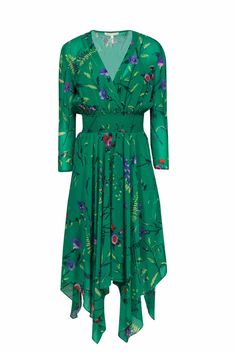 Current Boutique-Maje - Green Long Sleeve Floral Print Dress Sz L Sheer Floral Dress, Maje Dress, French Girl Chic, Flounce Hem Dress, Best Summer Dresses, Green Long Sleeve, Sale Sale, Striped Linen, Floral Midi Dress