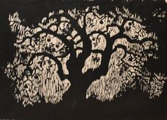 a black and white drawing of a tree