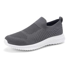 PRICES MAY VARY. 👟Weight: Radically lightweight 0.4Lbs. Women's size US 7.5, EUR 38. 👟EASY ON&OFF: Womens walking shoes feature an elastic cuff that slip on and off easily without the hassle of lacing up your shoes. Very convenient to meet the needs of everyday wear. Support machine wash (cold water). 👟One-piece woven technology: Soft and breathable sneakers for women with an elastic and breathable ultra-light smooth mesh fabric upper that gently wraps the foot and prevents friction between t Comfortable Lightweight Gray Walking Shoes, Gray Lightweight Comfortable Walking Shoes, Comfortable Gray Running Shoes For Light Exercise, Comfortable Gray Slip-on Sneakers For Light Sports, Gray Slip-on Sneakers For Running, Comfortable Breathable Gray Slip-on Sneakers, Breathable Gray Walking Shoes For Light Exercise, Gray Breathable Running Shoes With Round Toe, Gray Breathable Walking Shoes For Light Exercise