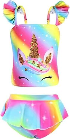 Playful Mermaid Swimwear For Summer, Playful Multicolor Sets For Pool, Playful Multicolor Pool Sets, Playful Multicolor Swimming Sets, Unicorn Swimsuit, Purple Unicorn, Trendy Kids, Pink Unicorn, Cute Swimsuits