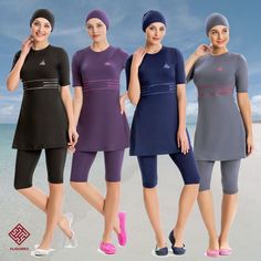 AL HAMRA 3 Piece Modest Swimwear. Good Quality Material Composition: 88% Polyamide & 12% Lycra mix a very light material easy to dry and won't soak up water to drag you down. Water Resistant. Sea Water Resistant. | eBay! Swimming Pool Dress, Burkini Swimsuit, Swimming Gear, Modest Swimwear, Muslim Fashion Dress, Swimming Outfit, Swim Suits, Sea Water, Color Shades