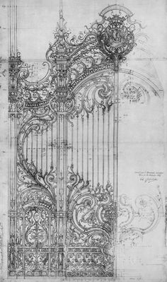 an architectural drawing of a gate