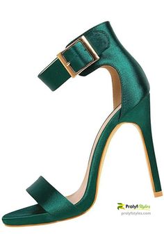 Looking to make your outfit stick out in the crowd? Add this bottle green high heel sandals and great that classy and sophisticated fashion look that will wow the ground. Satin sandals high heels is perfect for your formal wear outfit for smart casual style. #highheels #womenshighheels Dark Green High Heels, Female Gladiator, Satin High Heels, Green High Heels, Heels Patterns, Classy Shoes, Super High Heels, Satin Heels, Gorgeous Shoes