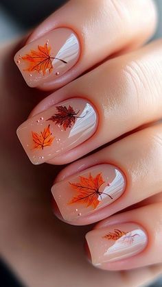 November Nails Gel, Leaf Nail Design, College Nails, Nail Art Simple, Nail Color Trends, November Nails, Fall Nail Trends, Cute Simple Nails, Animal Print Nails