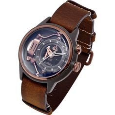 Modern Brown Watch With Skeleton Dial, Timeless Automatic Watch, Timeless Automatic Watch With Adjustable Fit, Brown Elegant Watch With Skeleton Dial, Elegant Brown Watch Accessories With Skeleton Dial, Leather Watches With Subdials, Leather Skeleton Dial Watch Accessories As Gift, Modern Round Leather Watch Accessories, Leather Watch With Skeleton Dial As Gift