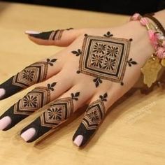 a woman's hand with hennap on it and flowers painted on it