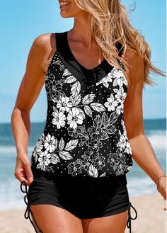 Color:Black;Size:S;Size:M;Size:L;Size:XL;Size:XXL;Package Contents:1 X Tankini Top , Without Bottom;Occasion:Sport; Large Size Swimwear, Black Tankini Top, Striped Swimwear, High Cut Swimsuit, Black Tankini, Tankini Swimsuits For Women, Printed Tankini, Vintage Swimwear, Swimwear Tankini