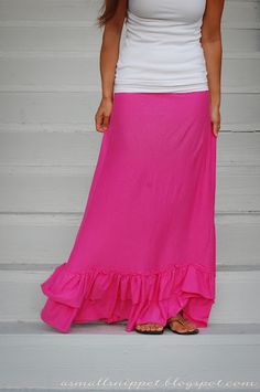 jersey sheet turned into maxi skirt! Maxi Skirt Tutorial, Diy Maxi Skirt, Diy Maxi Dress, Diy Skirts, Skirt Tutorial, Maxi Rok, Sewing Skirts, Easy Sewing Patterns