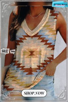 Women's Tank Top Yellow Red Blue Geometric Print Sleeveless Daily Weekend Ethnic V Neck Regular Geometric Painting S Sleeveless Printed Tops For Festivals, Bohemian Sleeveless Tank Top For Festival, Bohemian Sleeveless Festival Tank Top, Blue Sleeveless Vest For Festival, Bohemian Printed Tank Top For Vacation, Bohemian Printed Tank Top, Casual Sleeveless Boho Print Tops, Bohemian Multicolor Sleeveless Vest, Sleeveless Summer Tops With Geometric Pattern