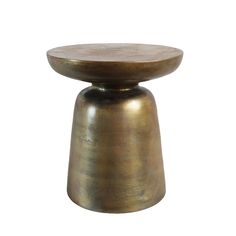 a small metal stool with a wooden top on a white background in the shape of a footstool