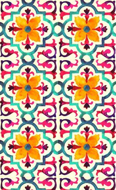 an artistic tile design with flowers and swirls