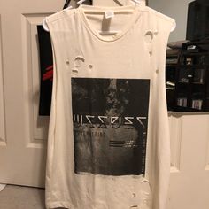 Super Soft Issues Muscle Tee. Pre Distressed And Never Worn Muscle Tee, Muscle Tees, White Black, White And Black, Womens Tops, Black White, Black And White, White, Color