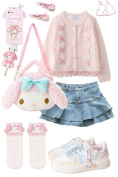 Kawaiicore Fashion, Cutecore Style, Frog Queen, My Melody Outfit, Styled Clothes, Sanrio Outfits, Sanrio Clothes