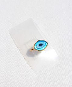 14K Gold Plated Evil Eye Glass Bead Ring, Organic Shaped Turkish Evil Eye Adjustable Ring, Sterling Silver Nazar Protection Statement Ring - Etsy Evil Eye Ring Jewelry Gift, Spiritual Evil Eye Ring Jewelry, Blue Spiritual Ring With Evil Eye, Spiritual Blue Ring With Evil Eye Detail, Spiritual Blue Rings With Evil Eye Detail, Spiritual Blue Evil Eye Ring, Spiritual Evil Eye Rings As Gift, Evil Eye Open Ring For Gift, Evil Eye Open Ring As Gift