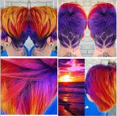 Hair Cuts And Color, Yellow Hair Color Ideas, Sunset Hair Color, Goldwell Elumen, Yellow Hair Color, Sunset Hair, Color Melt, Diy Hair Color