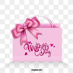 a pink shopping bag with a bow on the top, and text that says mother's day